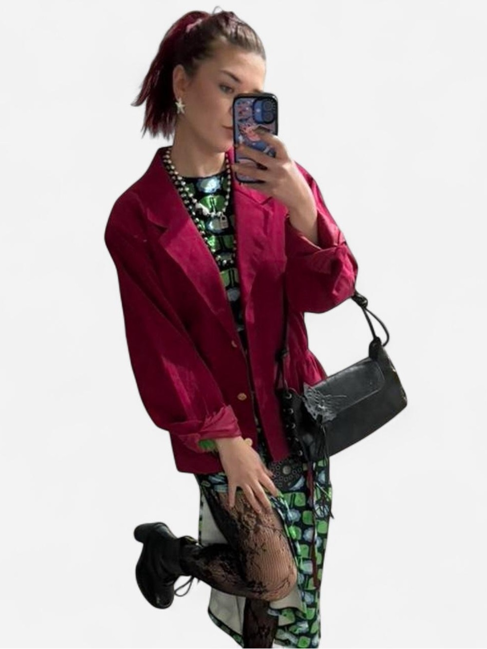 Vintage 1980s Ultrasuede Fuchsia Jacket with Gold Button Detailing
